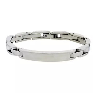 Men Women 8MM Stainless steel Surgical Steel Bar Link ID Mens Bracelet 8" - Picture 1 of 1