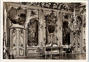 Foto real sala de música del palacio de Sanssouci, Potsdam, Alemania postal RPPC - Imagen 1 de 2