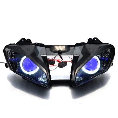 Conjunto de farol Blue Demon White Angel Eyes HID para Yamaha YZF R6 2008-2014 - Imagem 1 de 4