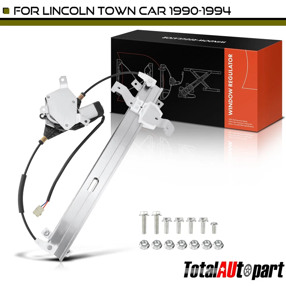 Regulador de ventana eléctrica con motor de 2 pines delantero derecho para Lincoln Town Car 1990-1994 Foto 1 de 4