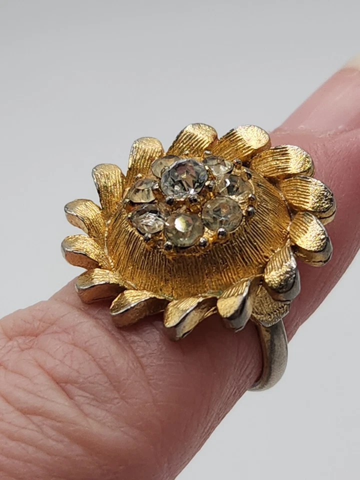 Vintage CORO Rhinestone Cocktail Ring  - Image 1 of 4