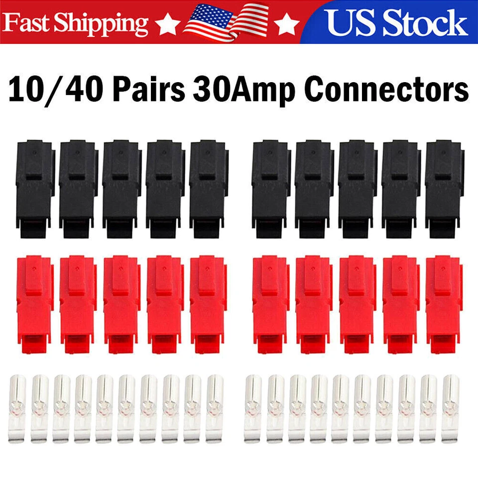 10/20/30/40/50 Pairs 30 Amp Plugs Compatible with Anderson Power Pole Connector