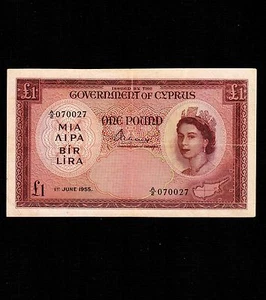 Cyprus 1 Pound 1955 P-35a * VF+, 2 ph * Queen Elizabeth * - Picture 1 of 2