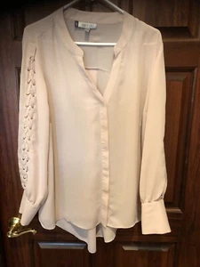 JENNIFER LOPEZ BLOUSE / 1X / Decorative Long Sleeves / Hidden Buttons Pink - Picture 1 of 4