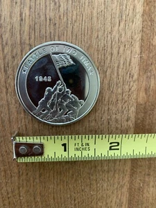 USMC 1945 Iwo Jima Battle  'Uncommon Valor Was A Common Virtue' Silver Coin NWOT - Picture 1 of 2