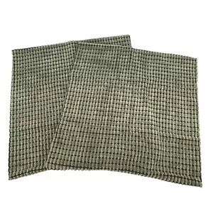 Strukturierter Überwurfkissenbezüge 2er-Set 18x18 olivgrüner Reißverschluss - Bild 1 von 8