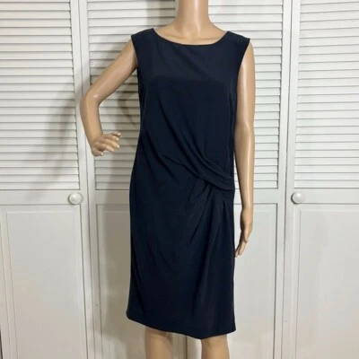 Vestido MaxMara Acanalado y Reunido Negro Forrado de Seda Cierre de Cremallera Sin Mangas Talla 10 Foto 1 de 4