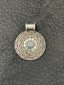 sacred geometry sterling silver  pendant with moon stone gemstone 1 1/2 x 1 3/4 - Picture 1 of 2