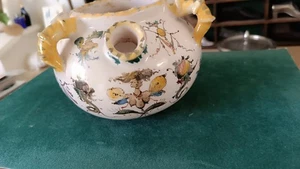 Majolica Vase Urn Renaissance Mythical Beasts Blue Yellow Quirky Faience Pottery - Picture 1 of 7