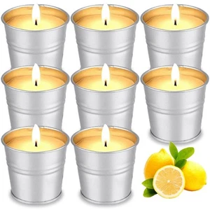 citronella candles outdoor 8 pack scented candles set 120 hour burning candles - Picture 1 of 8