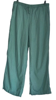 Gap Womens Linen Blend Pull On Pants Sz L Green Drawstring Beach - Image 1 of 4
