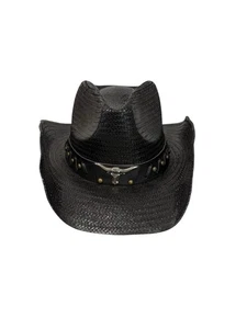 Saddleback Hats Straw Black Cowboy Womens Western Fashion Hat One Size - Picture 1 of 7