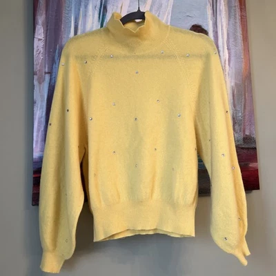 Suéter Charter Club Talla S Mujer Amarillo 100% Cachemira Cuello Alto/Ver Detalles Foto 1 de 4