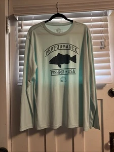 Camicia uomo FINTECH Performance Fishing USA taglia Lg blu chiaro. - Foto 1 di 5