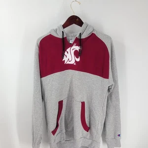 Vtg Washington State Cougars Champion Mens Heather Gray Red Pullover Hoodie M - Picture 1 of 8