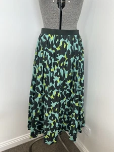 Falda Midi Gorman Verde Leopardo Estampado Anima Plisada Elástica Cintura Línea A 10 M - Imagen 1 de 11
