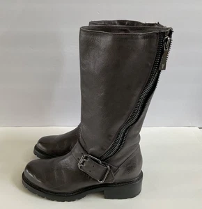 Botas FRYE Para Mujer Talla 7.5 Samantha Cremallera Alta Cuero Bota Carbón Motociclista - Imagen 1 de 17