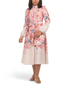 Abito midi DALIA MACPHEE stampa bordo floreale con cintura taglia small - Foto 1 di 10