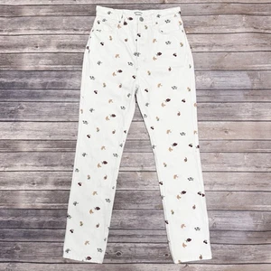 Jeans Reformation Off White Cynthia Fruitloops ricamati frutta gamba dritta 26 - Foto 1 di 15