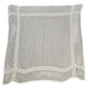 Baar & Beard Large 43" Square Lightweight Scarf White Fringe Hem - Picture 1 of 3