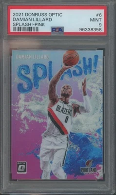 2021-22 Panini Donruss Optic Basketball Damian Lillard #6 Splash Pink /25 PSA 9 - Image 1 of 2