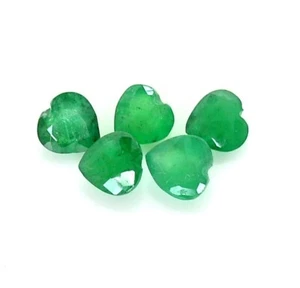 Natural Emerald Heart Shape Cut 4.75 To 5x5 mm Lot 05 Pcs 1.89 CTS Loose Gems - Picture 1 of 7