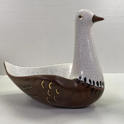 Vintage Ceramic Bird Dove Candy Trinket Dish Gold Accent 70s Decor Signed Art - Image 1 of 4