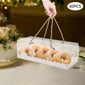 60 Piezas Caja de Pasteles Transparente Rectangular Cupcake Box Pequeñas Cajas de Embalaje Juego - Imagen 1 de 24