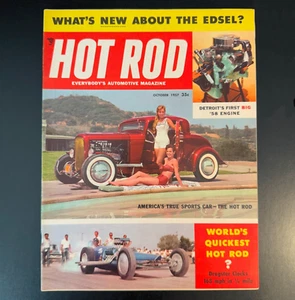 HOT ROD MAGAZINE OCTOBER 1957 - Hot Rod Holiday! Future Designs, Drag Alley, EX - Picture 1 of 24
