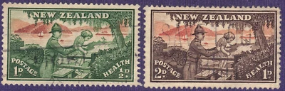 1946 New Zealand SC# B28-B29 - Soldier Helping Child over Stile - Used - Image 1 of 2