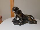 Junk Item - Detailed Ceramic Tiger Statue with Chips, Vintage Decorative Collect