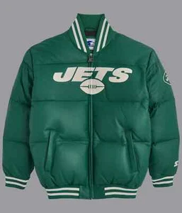 NEW YORK NY JETS BUBBLE STARTER GENUINE LEATHER JACKET LS300413 BRAND NEW MEDIUM - Picture 1 of 8
