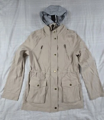 Eden общество женщин бежевый мак шерпа с капюшоном молнии грузовая куртка M новый с Ярлыками - Изображение 1 из 4