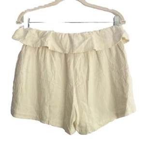 Anthropologie Moon River Damen Paper Bag High Waist Leinen Shorts Gr. L Ivory - Bild 1 von 6