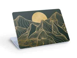 Abstract Sun & MOUNTAIN Line Art LAPTOP SKIN Decal Sticker - Custom Size - Picture 1 of 2