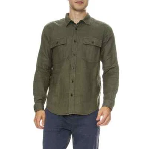 Outerknown seafarer green button up long sleeve shirt Mens size Large - Foto 1 di 9