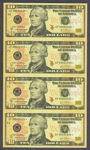 (4) UNCUT $10 2004A SCARCE/UNC Atlanta STAR Federal Reserve Notes! - Picture 1 of 1