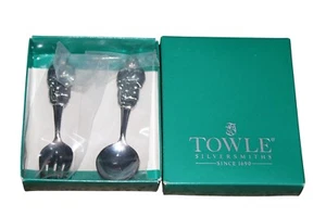 Vtg Towle Silversmith Childs Fork Spoon Baby Flatware Set Bear Handle New Sealed - Picture 1 of 3