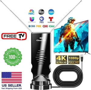 HD Clear TV Antenna Premium Indoor HDTV Digital Antenna Free 4K TV Channels - Picture 1 of 9
