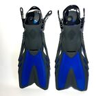 New Swimming Clip-On Fins/Flippers Adult Gray/Blue-Size L/XL 9-13 - Comfort