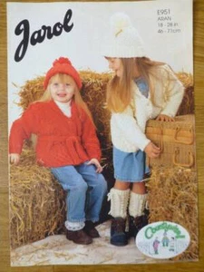 JAROL E951-GIRLS' ARAN CABLE JACKETS+HATS+SOCKS 18-28" CHEST KNITTING PATTERN - Picture 1 of 3