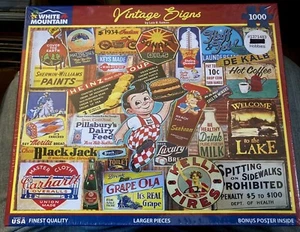 Rompecabezas Letreros Vintage 1000 Piezas Montaña Blanca Sellado Hecho en EE. UU. - Imagen 1 de 6