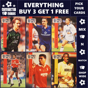 Pro Set 1990-91 English Football League Premier Cards Base, Rookie, RC, Errors