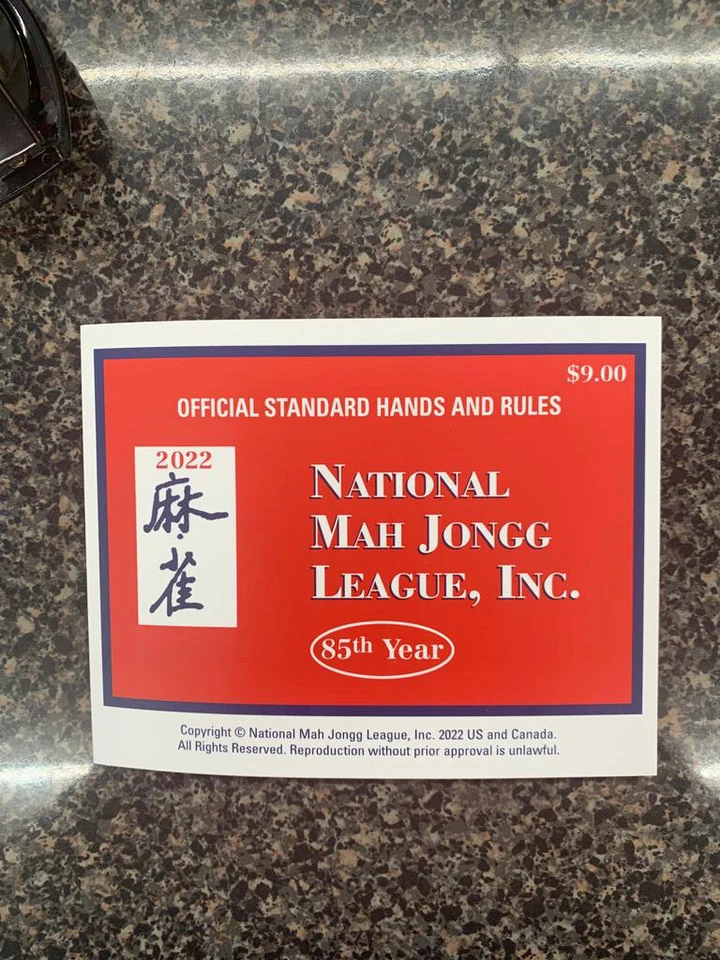 National Mah Jongg League 2022 Standard Size Card - Mah Jongg Card - Official - Image 1 of 1