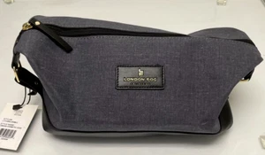 LONDON FOG Canvas Denim Cosmetic / Toiletry / Shaving Case / Bag Medium Gray NEW - Picture 1 of 8