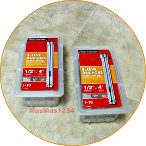 2 x 10-Pack Red Head 1/2 in. x 4 in. Hex-Nut-Head Sleeve Anchors FAST Shipping - Picture 1 of 4