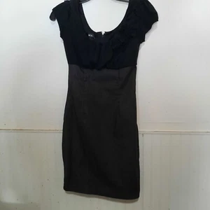 BCX Womens Dress Size 1 Short Sleeve Black And Grey With Thin White Stripes  - Picture 1 of 8