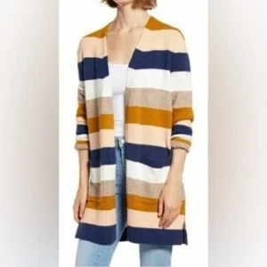 Madewell Maglioni Madewell Kent Indigo Stripe Open Cardigan Maglia Lana Taglia Small - Foto 1 di 8