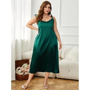 Nightdress Plus Size Fat Imitation Silk Pajamas Women Summer Ice Silk Camisole - Picture 1 of 10