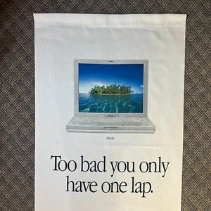 VERY RARE _ iBook Macintosh _ FABRIC BANNER _APPLE COMPUTER Think different 2001 - Afbeelding 1 van 5